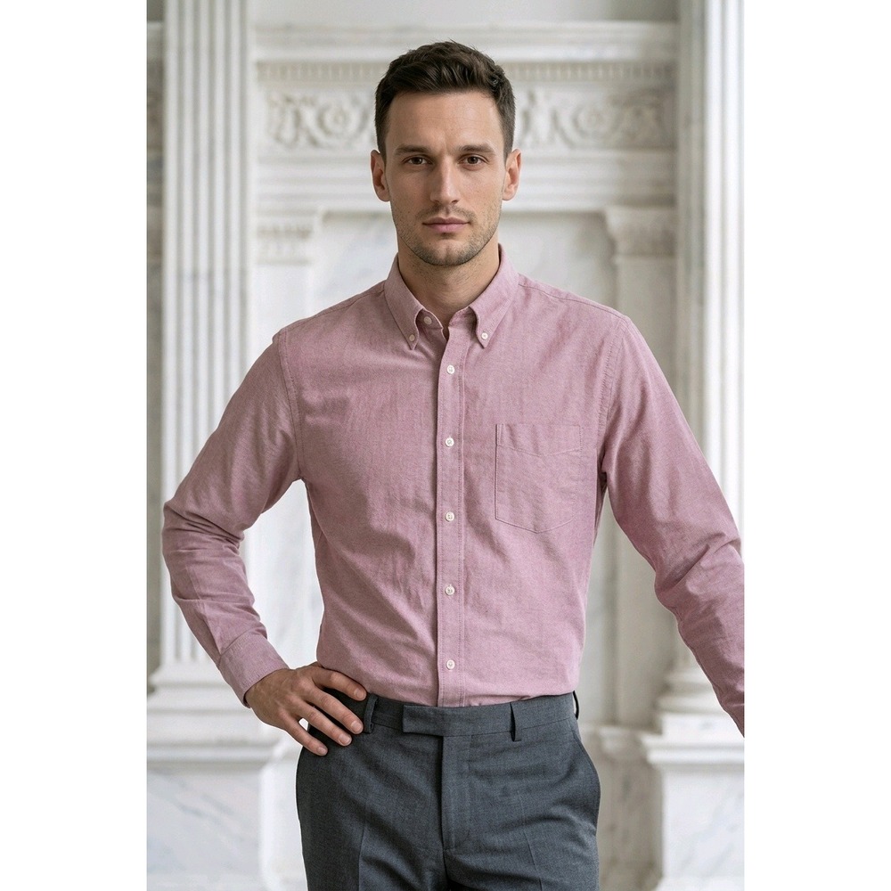 Lands' End Mens XXL/T Tall‎ Pink Long Sleeve Button Down Oxford Shirt Oeko-Tex